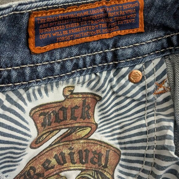 Rock Revival Women's Distressed Blue Skinny Jeans Size 30 - Picture 13 of 15